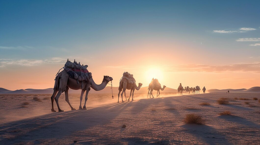 camel-caravan-desert-sunrise